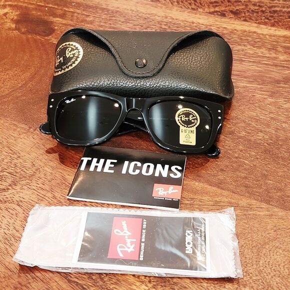 Ray-Ban Mega Wayfarer RB0840S 901/31 Black Green G-15 Sunglasses New with Case - Picture 5 of 13